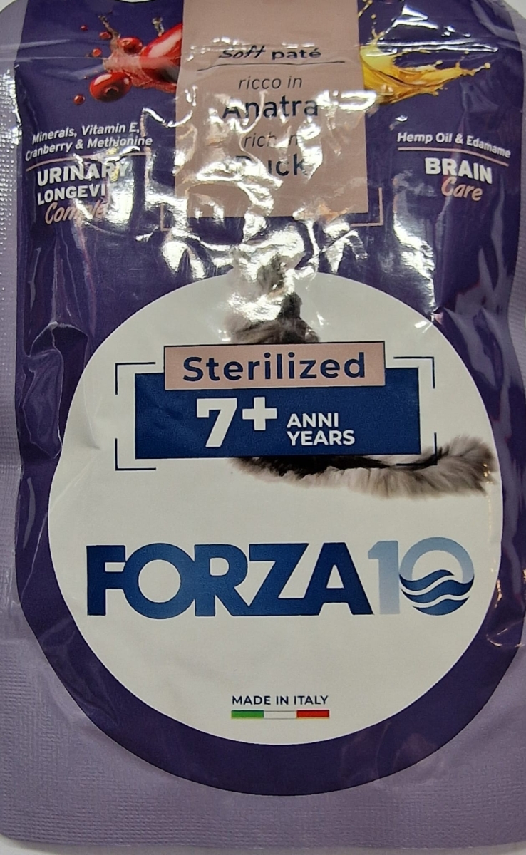 FORZA 10 URINARY LONGEVITY BRAIN CARE STERILIZED 7+ SOFT PATE' RICCO IN ANATRA