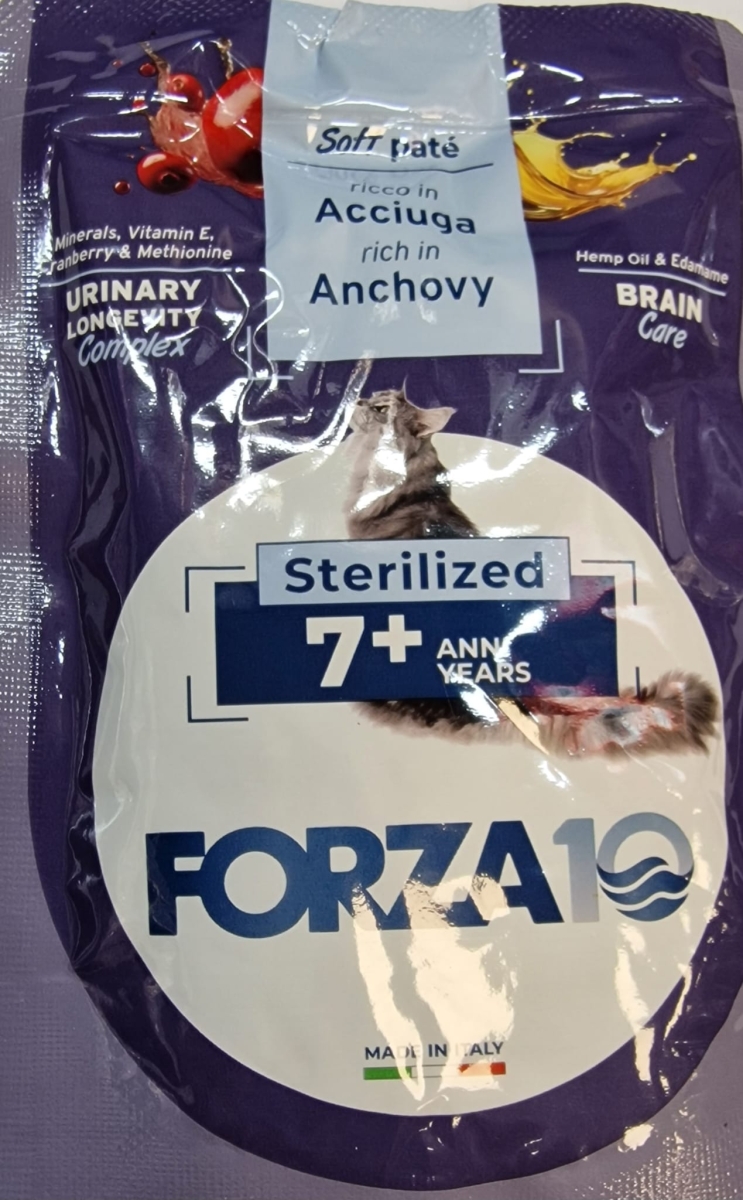 FORZA 10 URINARY LONGEVITY BRAIN CARE STERILIZED 7+ SOFT PATE' RICCO IN ACCIUGA