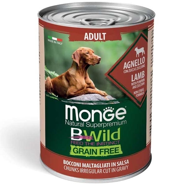 MONGE BWILD GRAIN FREE ADULT ALL BREEDS CON AGNELLO, ZUCCA E ZUCCHINE