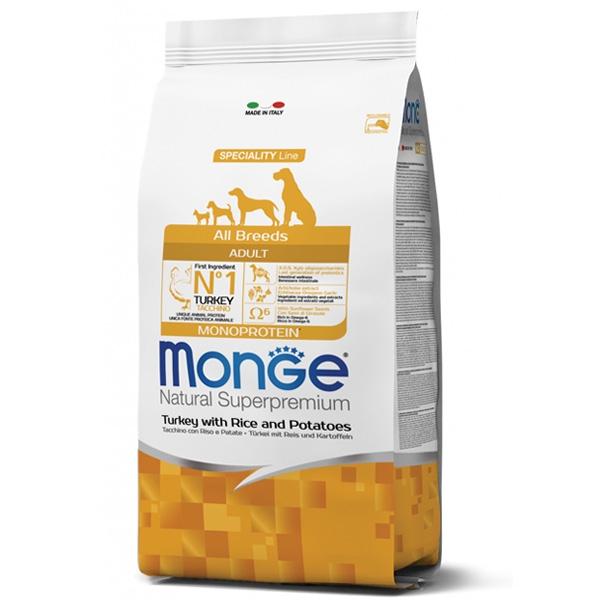 MONGE NATURAL SUPERPREMIUM ALL BREEDS ADULT TACCHINO RISO E PATATE