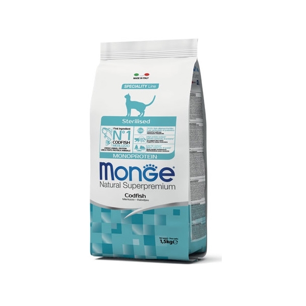 MONGE NATURAL SUPERPREMIUM STERILISED MONOPROTEIN CON MERLUZZO