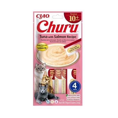 CIAO CHURU CAT SENIOR 10+ CREMOSO CON TONNO E SALMONE