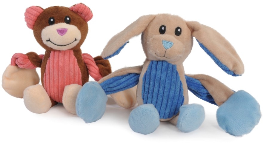 CAMON GIOCO CANE IN POLIESTERE 2 SOGGETTI CONIGLIO E SCIMMIA CON SQUEAKER