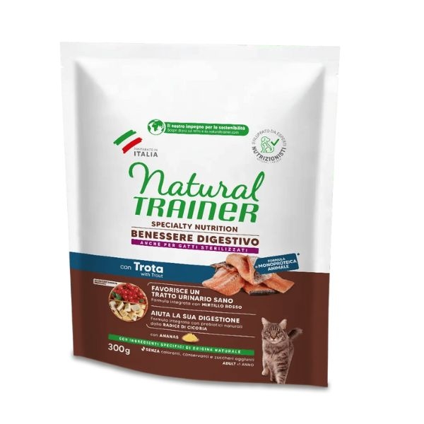 NATURAL TRAINER CAT ADULT BENESSERE  DIGESTIVO NO GRAIN CON TROTA
