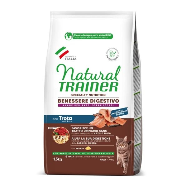 NATURAL TRAINER CAT ADULT BENESSERE DIGESTIVO NO GRAIN CON TROTA