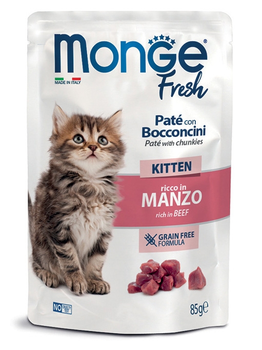 MONGE FRESH PATE' CON BOCCONCINI KITTEN RICCO IN MANZO