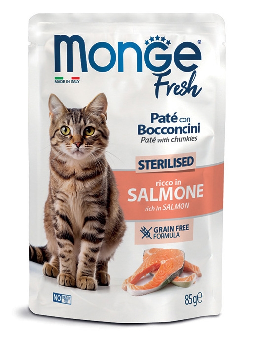 MONGE FRESH PATE' CON BOCCONCINI STERILISED RICCO IN SALMONE
