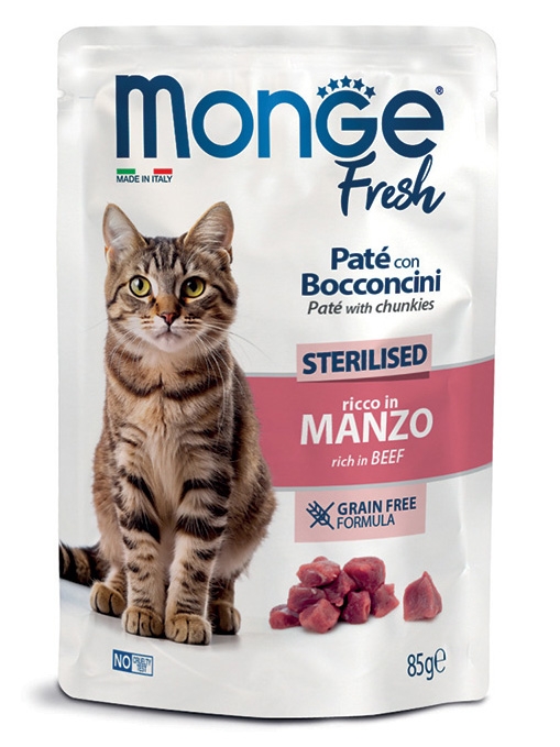 MONGE FRESH PATE' CON BOCCONCINI STERILISED RICCO IN MANZO