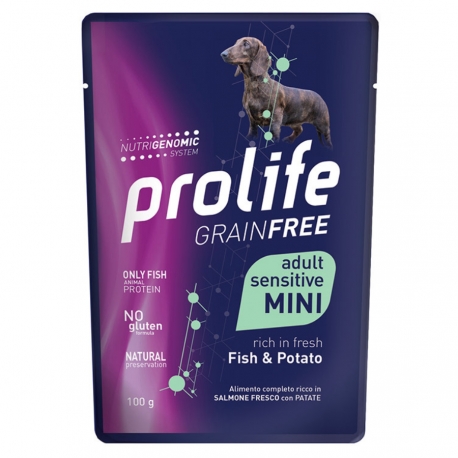 PROLIFE DOGW GRAINFREE ADULT SENSITIVE MINI SALMONE E PATATE