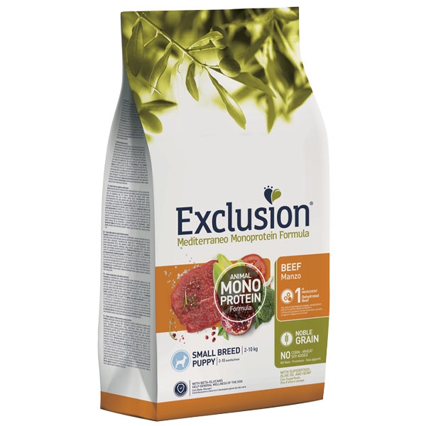 EXCLUSION MEDITERRANEO MONOPROTEIN PUPPY SMALL BREED CON MANZO