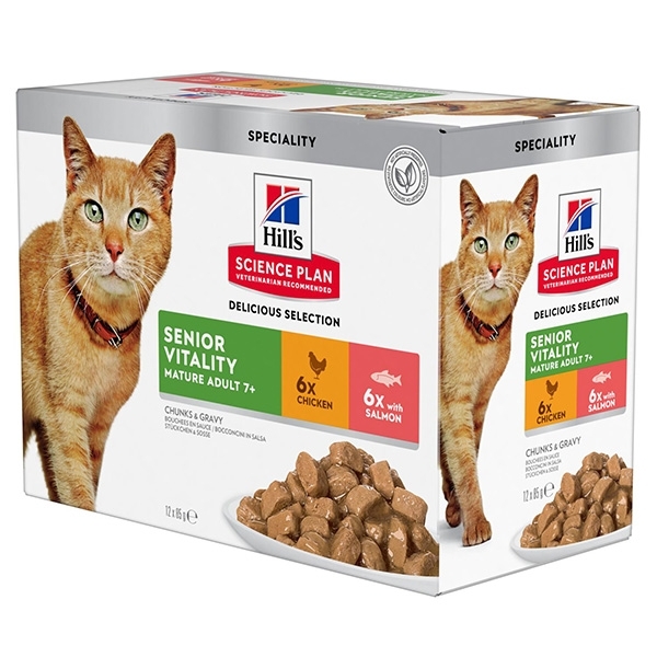 HILL'S SCIENZE PLAN ADULT 7+ SENIOR VITALITY CON POLLO E SALMONE MULTIPACK