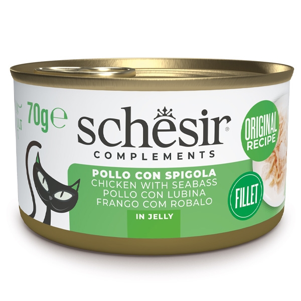 SCHESIR COMPLEMENTS PER GATTI ADULTI FILETTI IN GELATINA POLLO CON SPIGOLA