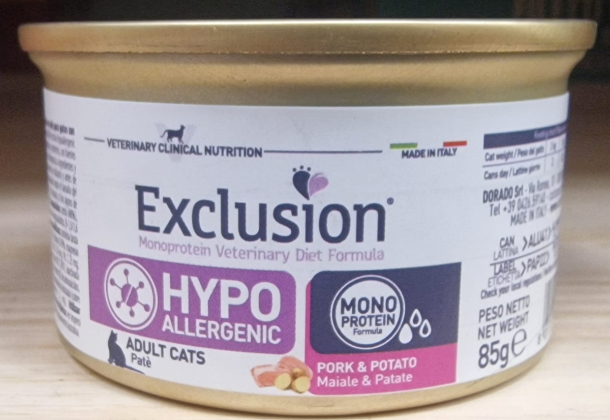 EXCLUSION DIET CAT HYPOALLERGENIC MAIALE E PATATE
