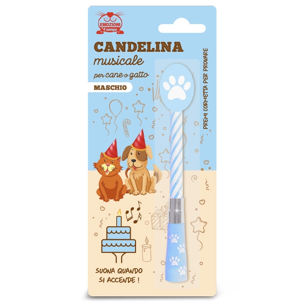 CANDELINA MUSICALE PER CANE O GATTO MASCHIO
