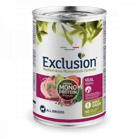 EXCLUSION MEDITERRANEO MONOPROTEIN ADULT ALL BREED CON VITELLO Cani