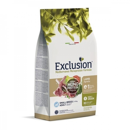 EXCLUSION MEDITERRANEO MONOPROTEIN ADULT SMALL BREED CON AGNELLO Cani